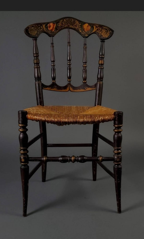 19th Century Painted Heirloom Hitchcock Side Chair